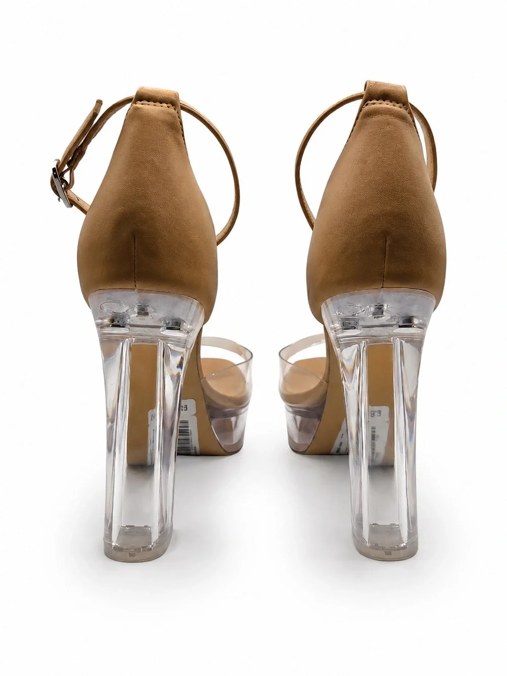 Steve Madden Ana-Ciana Beige Clear Platform Heel Sandals Size 8M